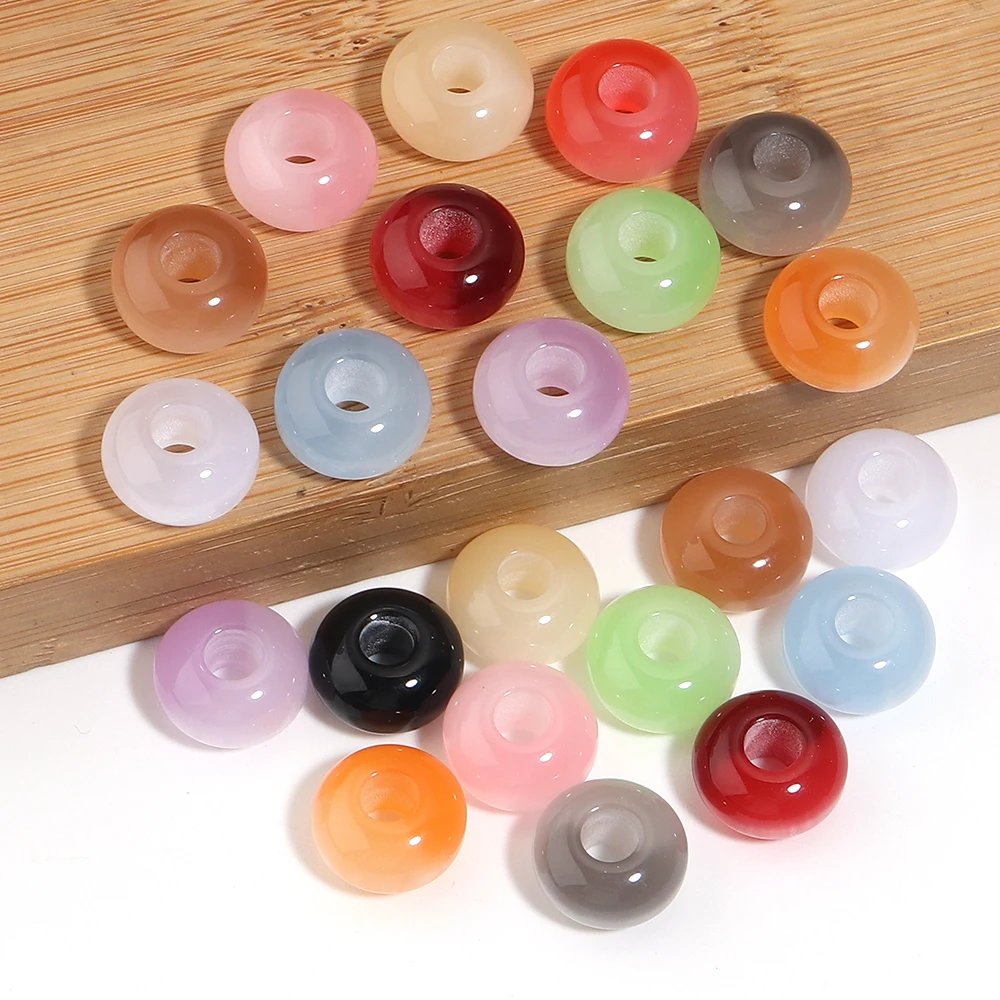 10 Stück/Lot Imitation Katzenaugen-Acrylperlen, runde, flache Perlen mit großem Loch, Abstandshalterperlen für die Schmuckherstellung, DIY-Armband, Halskette, Zubehör – Detail 6
