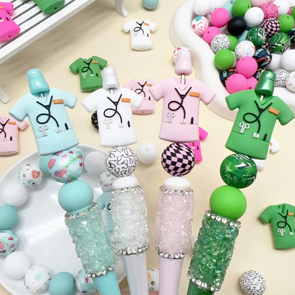 25/43/51PCS 3D Nurse Series Silicone Bead Set, perfect for DIY handmade crafts such as keychains, necklaces, bracelets, etc