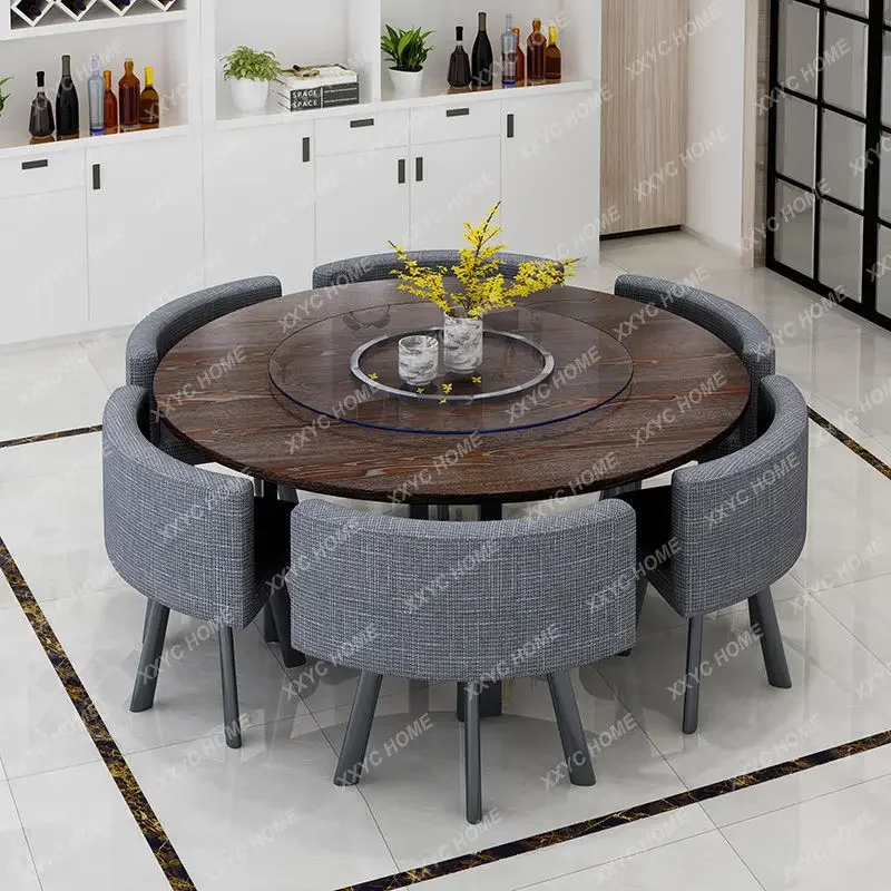 Commercial Store Negotiation Reception Home 6 People Round Simple Dining Table And Chair Combination Multifunction Furniture HY