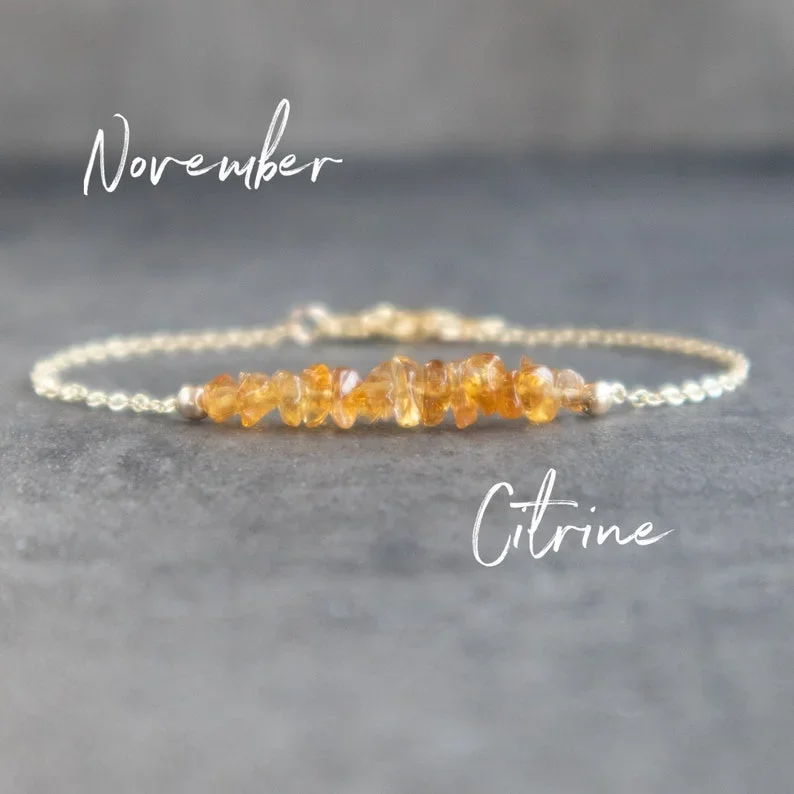 Raw Citrine Bracelet, Abundance Bracelet, November Birthstone Bracelet, Natural Citrine Jewelry, Healing Crystal Bracelets