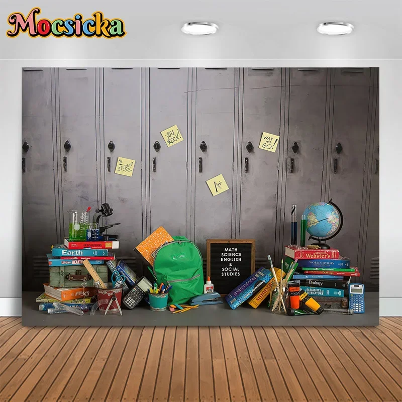 Mocsicka Graduation Season Photography Backgrounds Bookbags Maps Vintage Wall Backdrops Kids Happy Birthday Photo Banner Studio