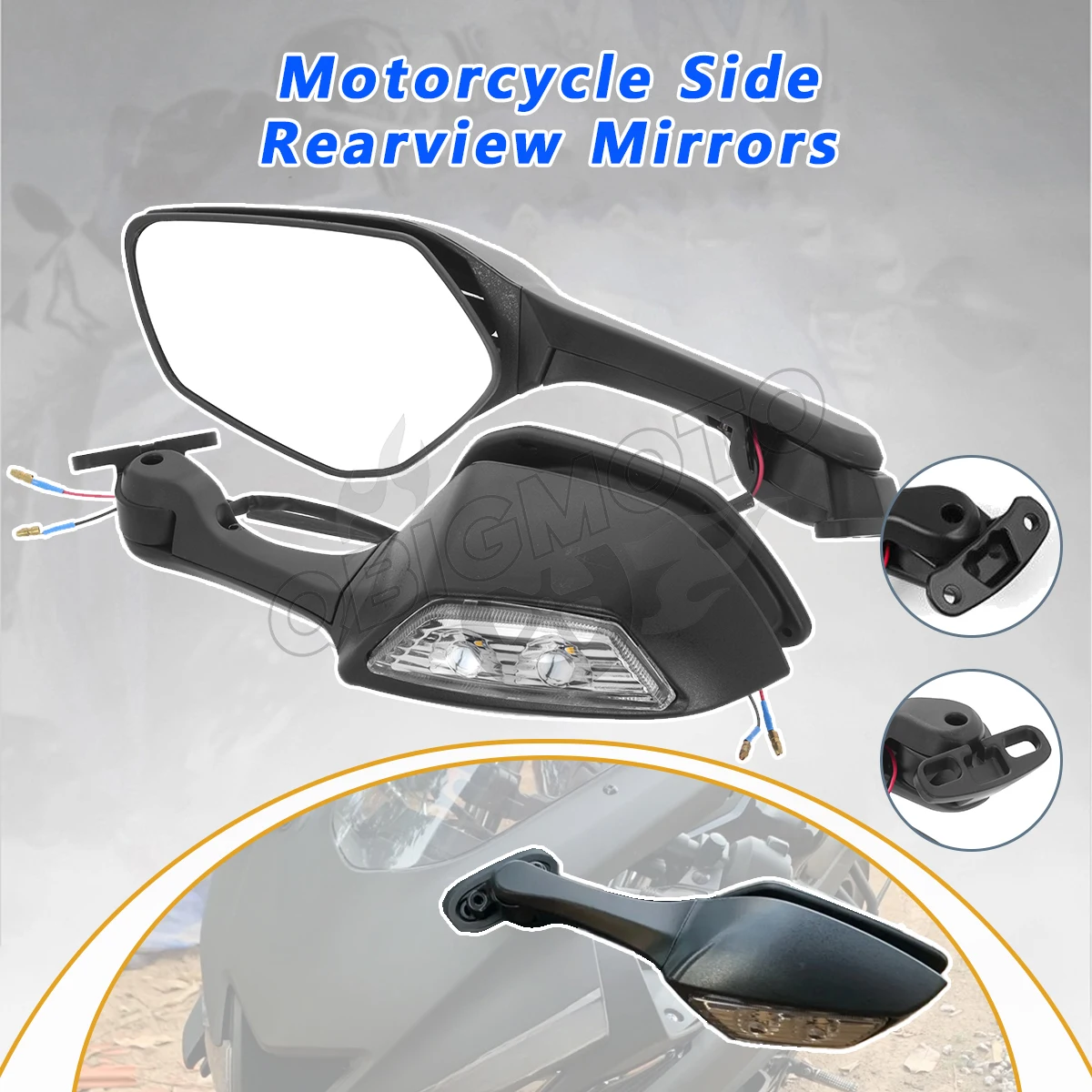 Side Rearview Mirrors With LED Turn Signal Light For Kawasaki Ninja ZX10R ZX 10R 1000 J K ABS SE For Honda CBR650R For Yamaha R3