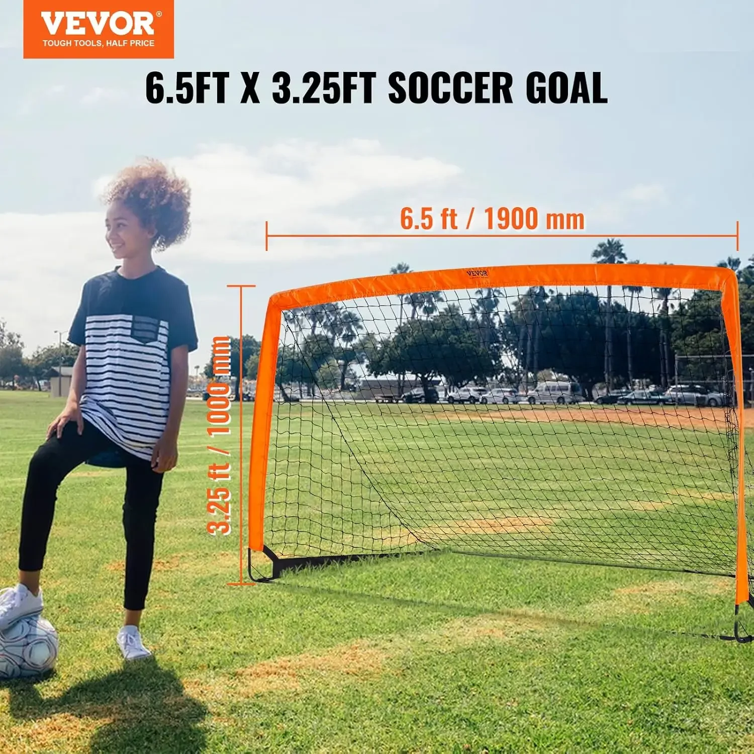 Portable Soccer Goal, 6.5x3.25 ft Kids Backyard Soccer Net, Foldable Pop Up Practice Soccer Net