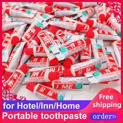 Pasta de dientes de bolsillo portátil, suministros de Hotel para cuidado privado, limpieza de electrodomésticos, Aroma de blanqueamiento de dientes, Envío Gratis, venta al por mayor