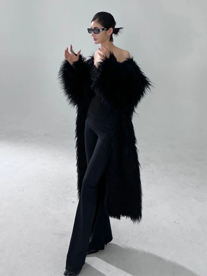 louren ローレン　mohair shaggy long coat S71214faa0f9c4b068165794facd97