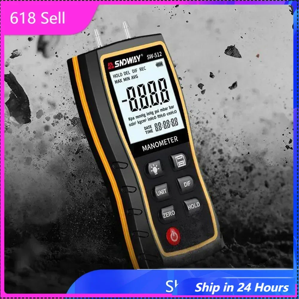 

618 Hot Sale ZHOUCE Pressure Gauge Hand-held Air Pressure Gauges Negative Vacuum Digital Manometer