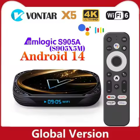 VONTAR Amlogic S905X5M S905A X5 Android 14.0 TV Box 1000M AV1 4K 60fps Google Player Youtube WiFi6 Box Media Player Andorid 14