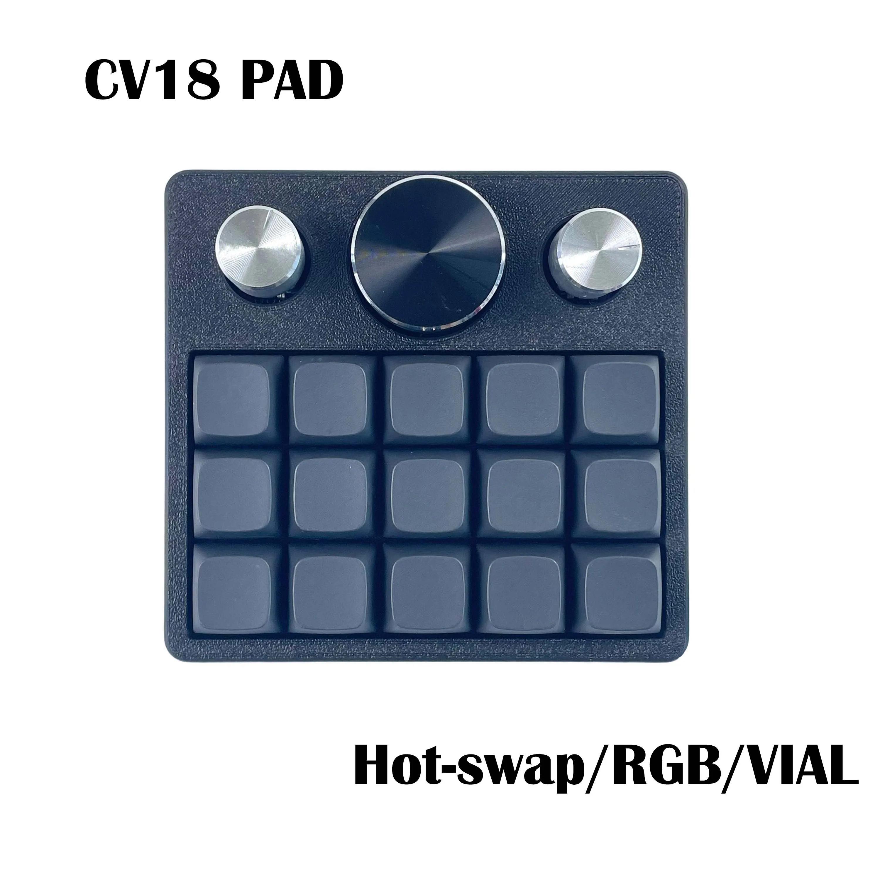 CV18 Hot-swappable Mechanical Pad with Knobs, Wired RGB VIAL, Auxiliary function Pad for Gaming and Finance