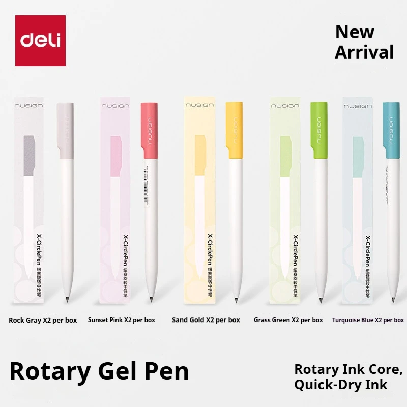 

Deli Nusign Quiet Rotating Gel Pens,2pcs 0.5mm Smudge-Free Quick Dry Black for Students&Professionals,Perfect for Exams,Office