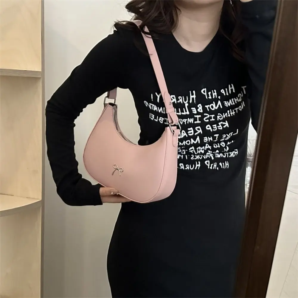 Trendy New Design Bowknot Armpit Bag Solid Color Korean Bowknot Underarm Bag Luxury PU Leather Y2K Handbag Girls