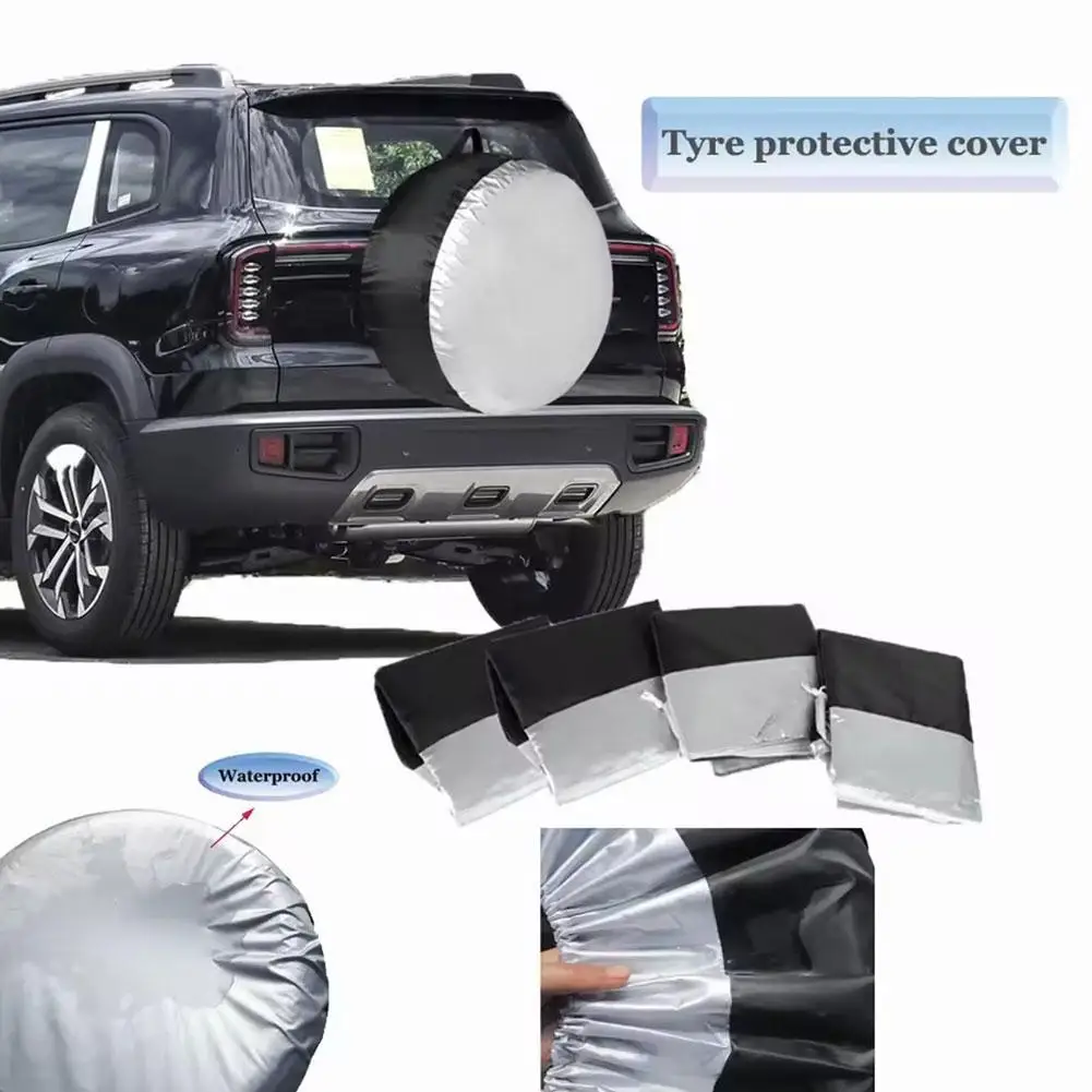 190T Polyester Tafu Car Spare Tire Cover Snow Tire Storage Bag Wheel Protective Cover Soft Durable Wheel Enclosure for Vehicle