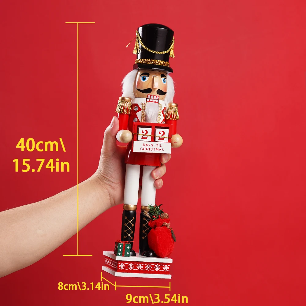 40CM Nussknacker Holzpuppe Walnuss-Soldaten-Modell Puppe Handgefertigte Figuren Handbemalte Figur Weihnachts- und Neujahrsdekoration für Zuhause – Detail 9