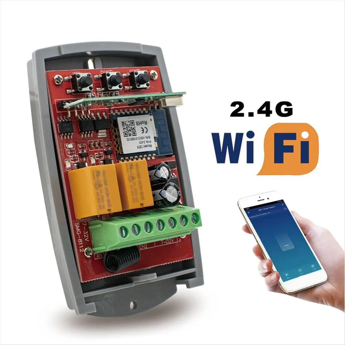 NEW Wifi Smart Gate Remote Control Switch Universal 433MHz Garage Door Receiver 2CH Relay Module Work 85-250V