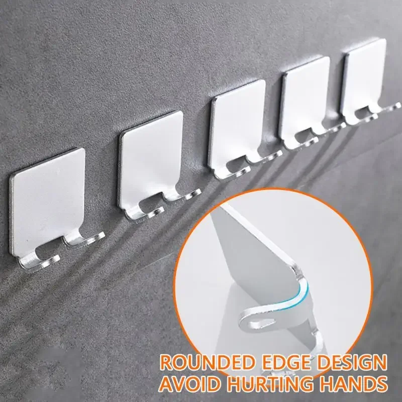 Stainless Steel Razor Holder Wall Hook Self Adhesive Sticky Kitchen Bathroom Key Hanger Storage Waterproof Towel Hanging Rack