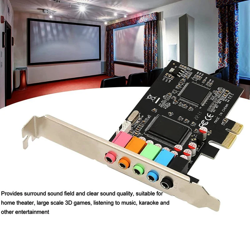 Carte son PCI-E 5.1 pour ordinateur, 5.1 canaux, audio 3D, 6 canaux, jeux 3D, musique, carte son numérique, PCI Express 5.1 canaux, 24 bits