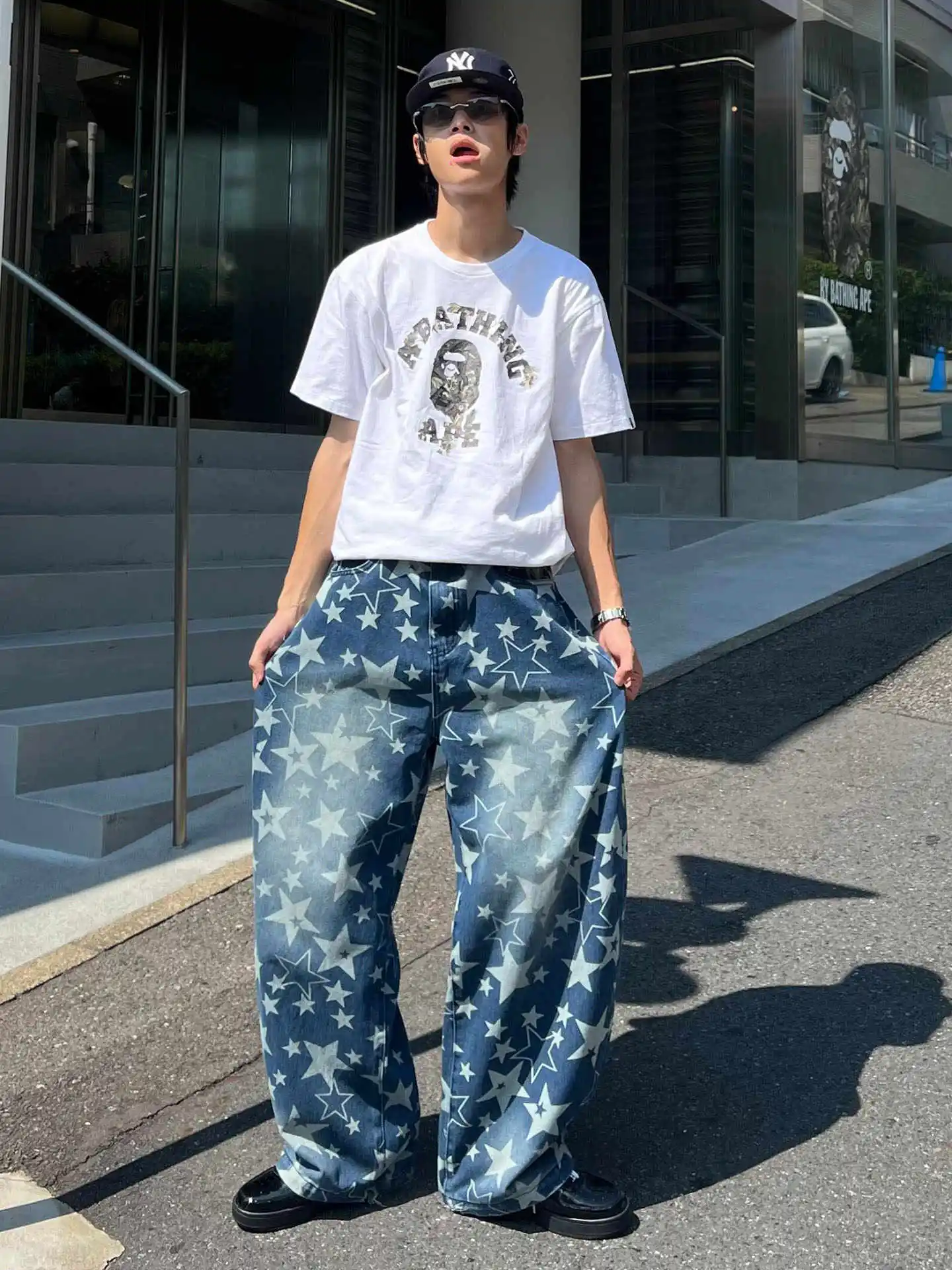 

Women Blue Y2k Embroidery Star Jeans Baggy Jean Pants Vintage Harajuku Japanese 2000s Style Oversize Wide Leg Denim Trouser 2025