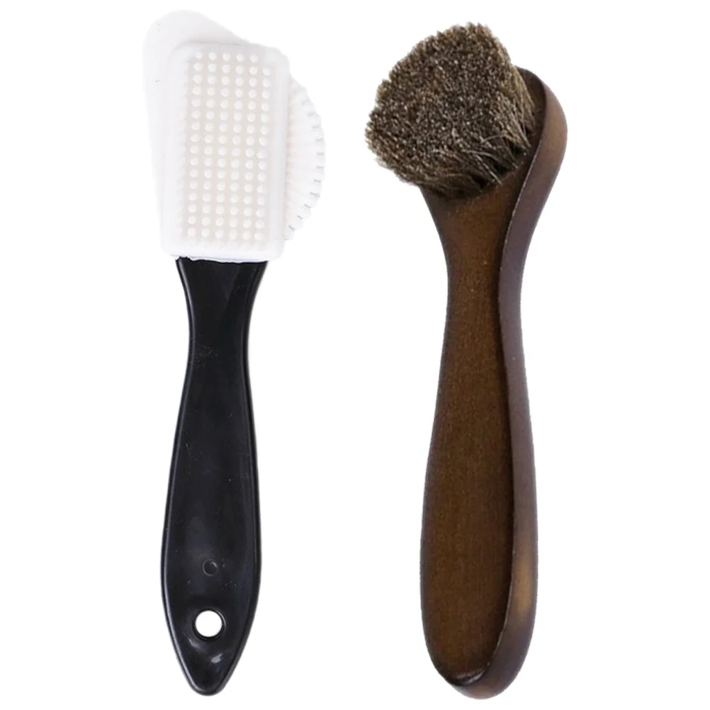 

2 Pcs Shoe Brush Care Kit Boot Scrubber Cleaning Multifunction Polish Brushes Mane for