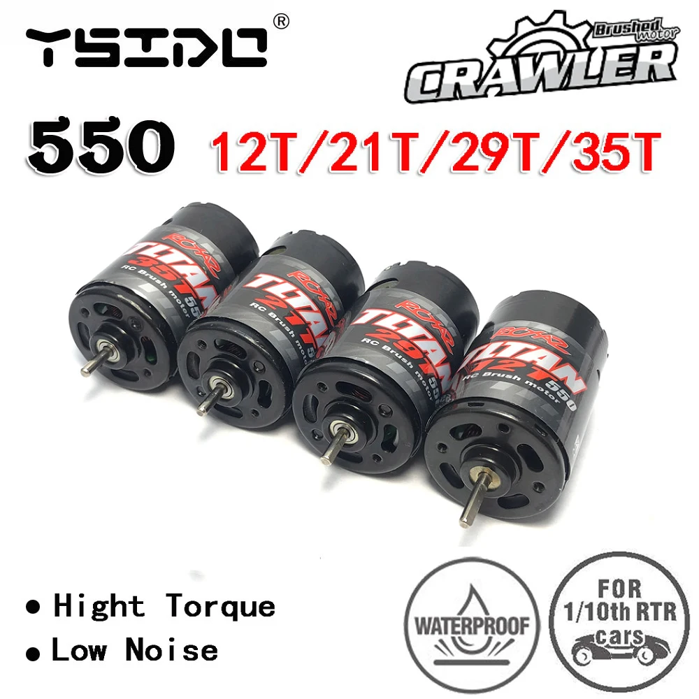 YSIDO 550 Brushed Motor Waterproof 12T 21T 29T 35T for 1:10 RC Crawler Axial SCX10 AXI03007 JL 90046 TRX4 TRX6 RC Parts