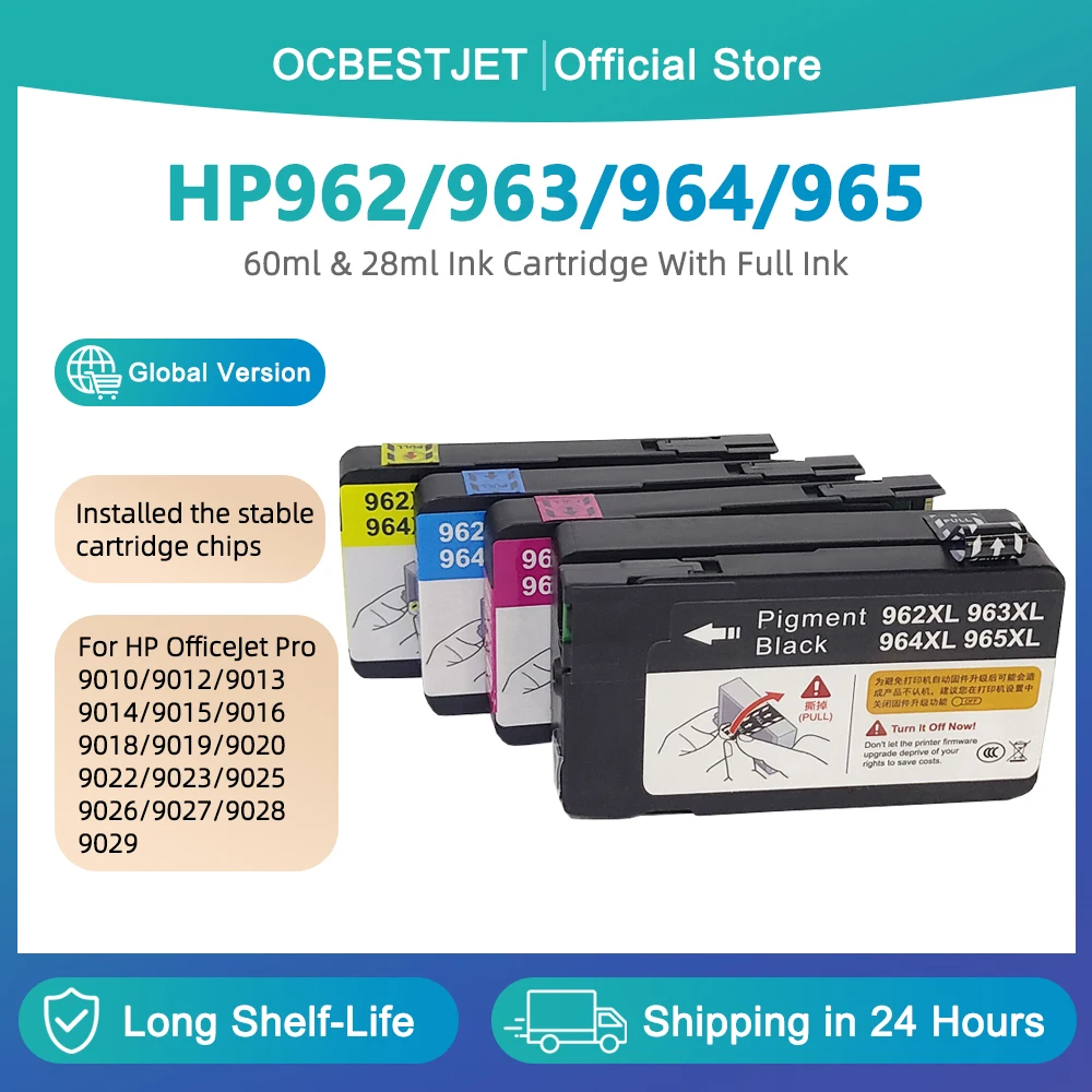 

Для HP 962 963 964 965 962XL 963XL 964XL 965XL Полный картридж для HP OfficeJet 9010 9012 9015 9019 9020 9022 9025 9027 9029