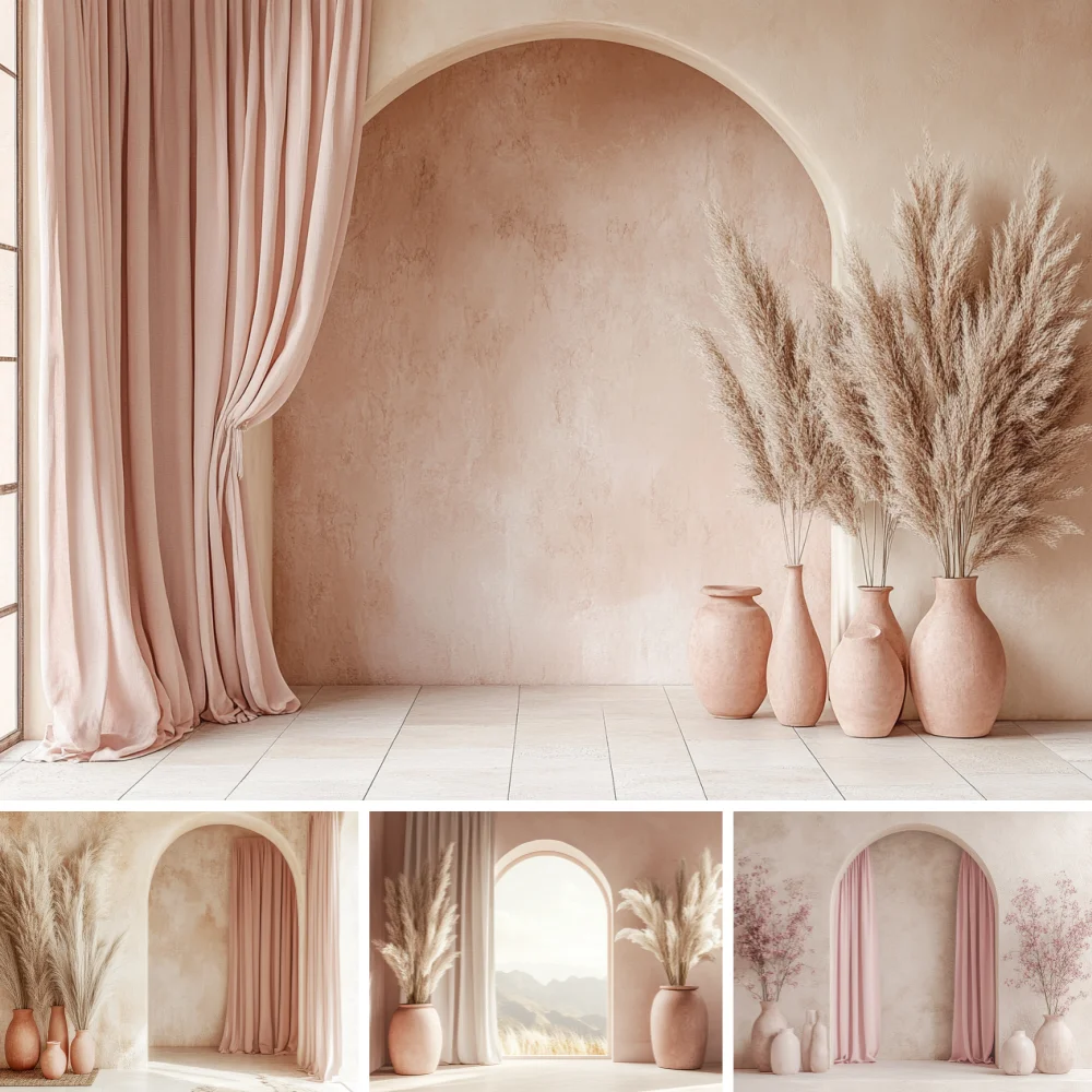 

Arch Texture Wall Backgrounds for Adult Kids Portrait Photocall Props Boho Flower Backdrop Cake Smash Photography Decor