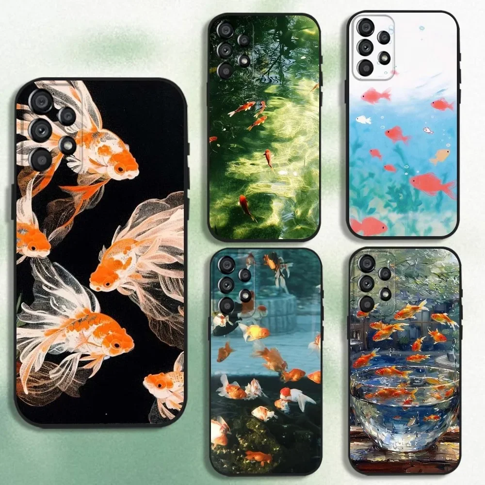 

Funny Animal Goldfish Water Phone Case For Samsung Galaxy A20,A21s,A22,A31,A32,A52,A53,A72,73,A80 Soft Black Cover