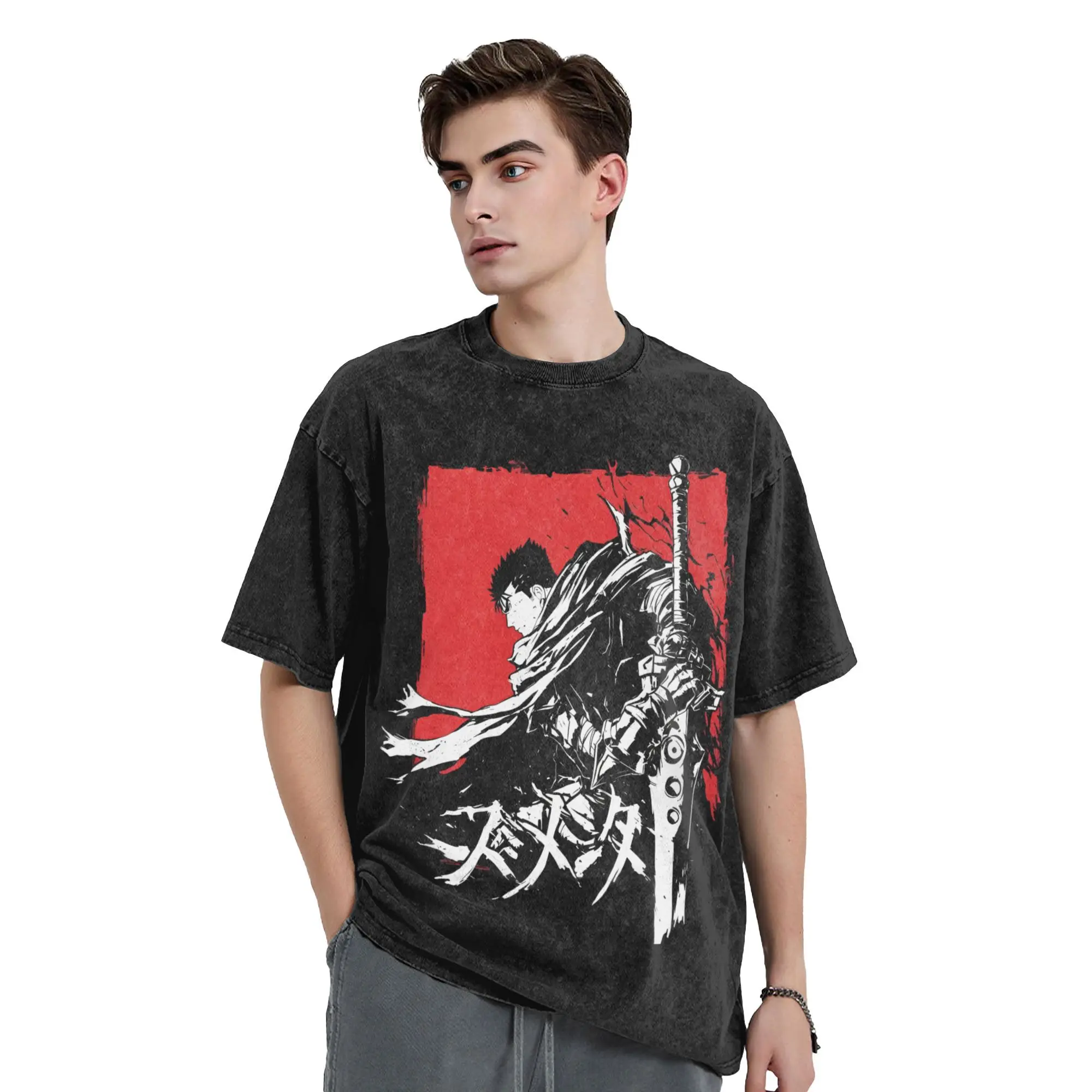 Berserks T Shirts Hip Hop Washed Short Sleeve Harajuku T-Shirts Anime  Novelty Men Women Tops Streetwear Printed Tops Tees