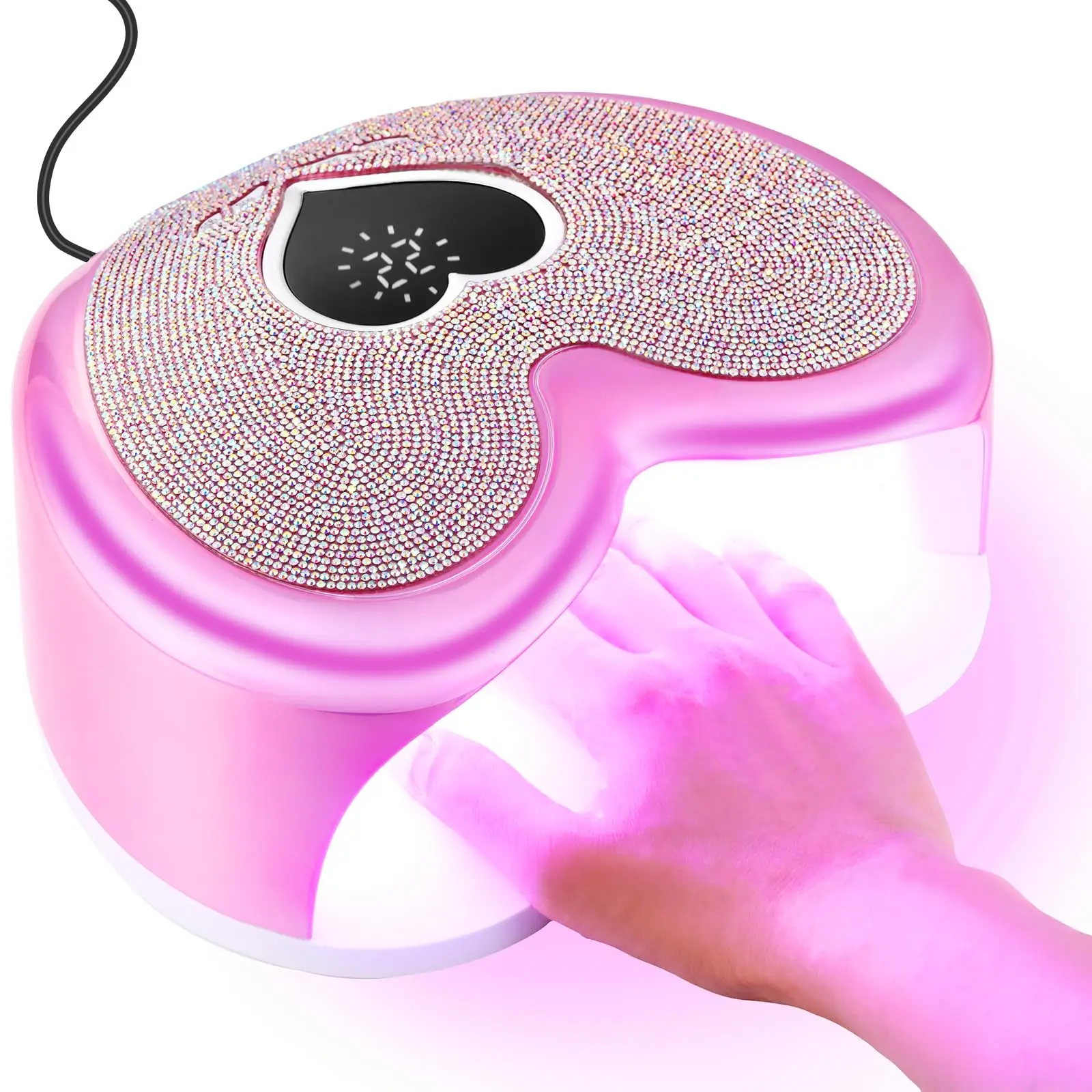 

Nail Dryer Lamp 96W with Rhinestone Nail Gel Dryer Pedicure Machine LED light for Nails Heart Shaped Nail Drill and UV Lamp Set