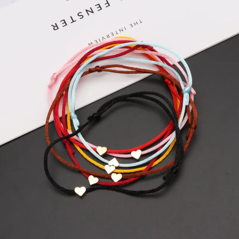 Lucky Red String Bracelet Heart Charm Bracelet Adjustable Kabbalah Bracelet Friendship Jewelry Decor Gift for Women Men