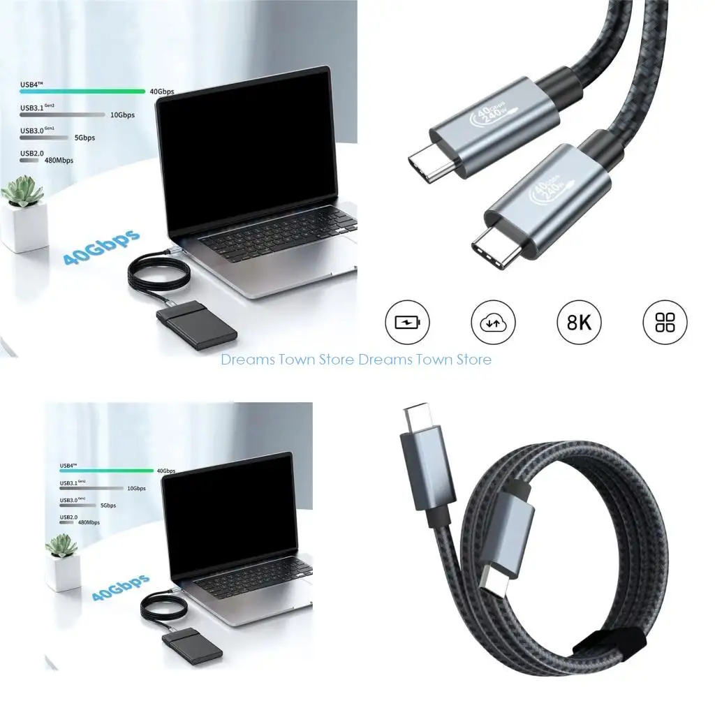 

HX6A USB4 TypeC Cable 8K60hz 40Gbps 240W Powerful Fast Charging and Data Transfer