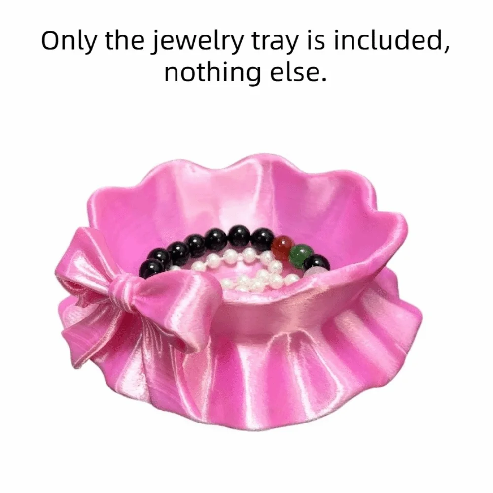 

Elegant 3D Printed Jewelry Tray Decorative Glossy Bow Ribbon Ring Holder Creative Baroque Style Jewelry Plates Photography Props