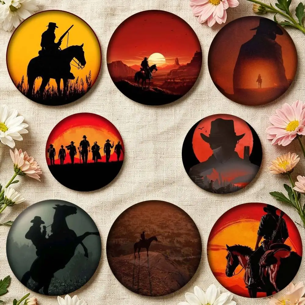 Red Dead Redemption RDR 2 25 32 44 58 75mm Badges Personalized Round Brooches Pins Accessory Gift
