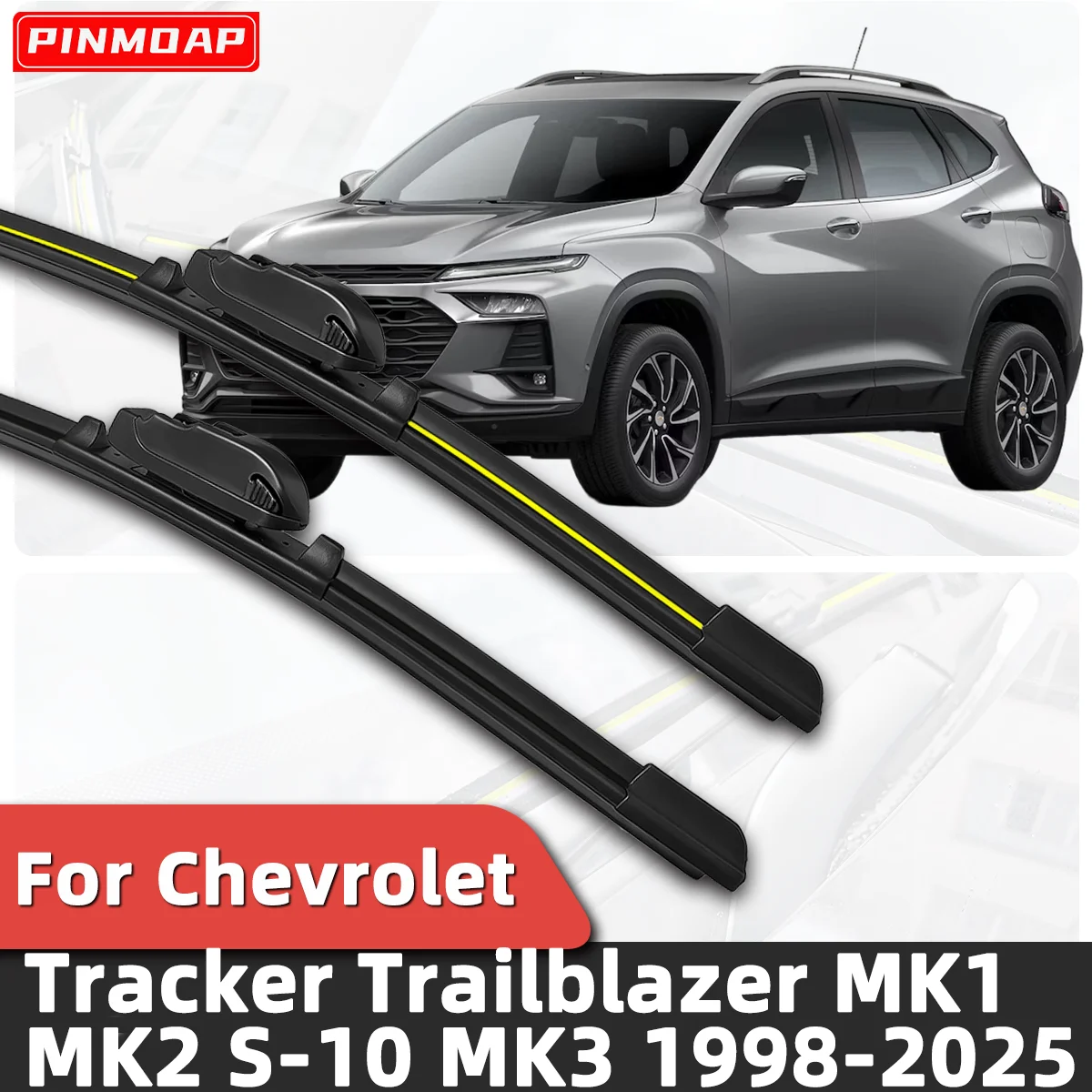 

PINMOAP 2pcs Front Wipers For Chevrolet Tracker Trailblazer MK1 MK2 S-10 MK3 1998-2025 Car Windshield Wiper Blade Car Accessorie