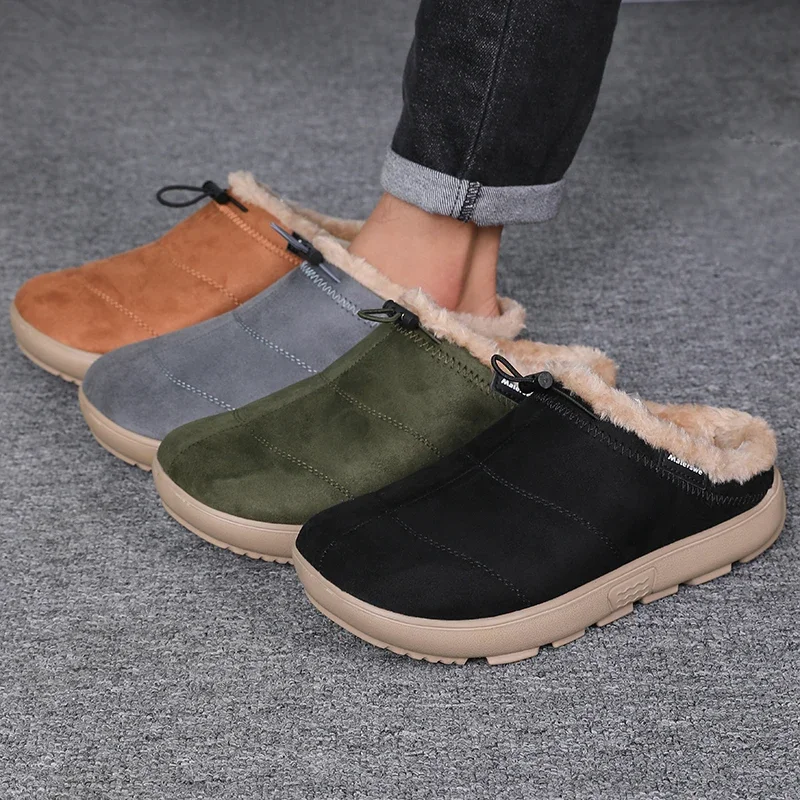 Herren-Baumwoll-Hausschuhe, Winter-Fleece-Futter, warme Birkenshoes, lässige Indoor- und Outdoor-Schuhe, rutschfeste Baumwollschuhe mit abgedeckter Ferse für den Heimgebrauch – Detail 4