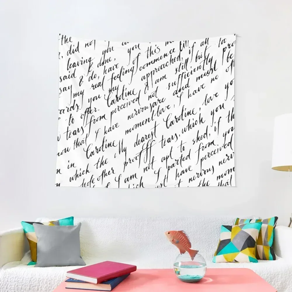 

Black and white print of letters of a love letter Tapestry Decorative Wall Murals Wall Art Tapestry