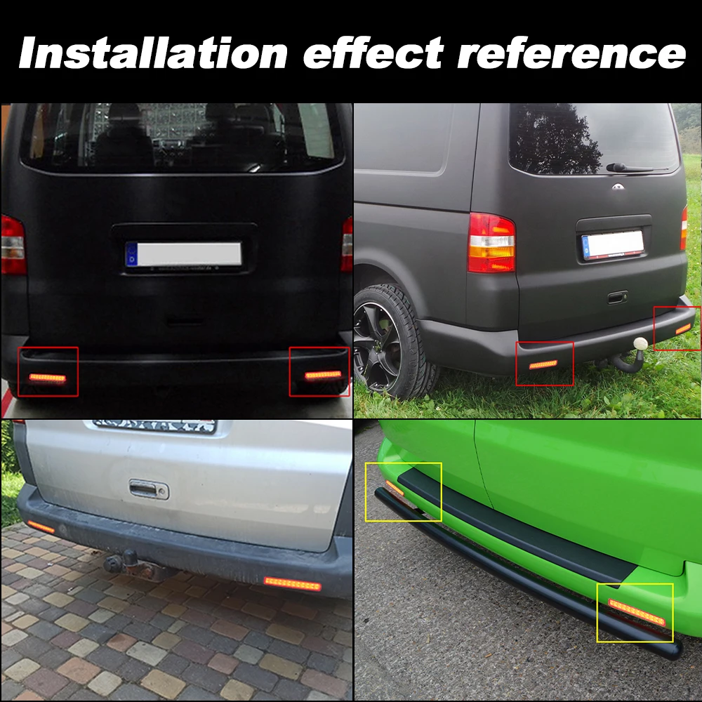 2pcs Rear Bumper Reflector Fog Lamp Tail Brake Warning light For VW T5 Transporter Caravelle Multivan 2003-2011 2007 2008 2009