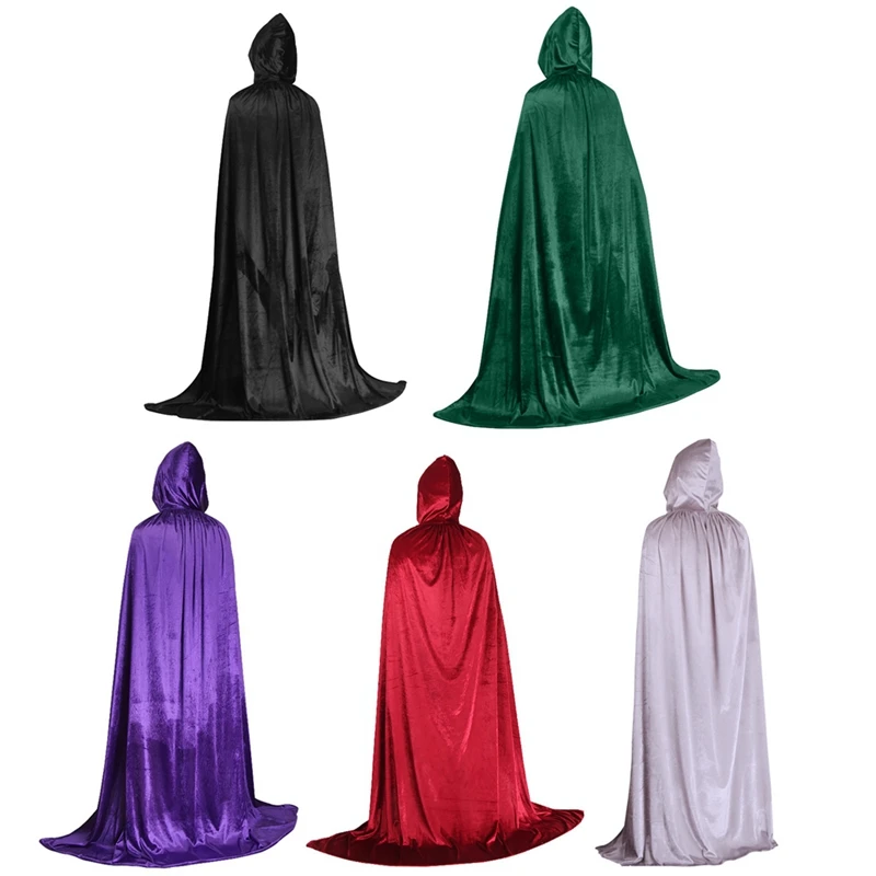 Unisex Adults Hooded Cloak Velvet Cape for Halloween Cosplay Costumes Party Supplies Kids Outfit for Boys Girls