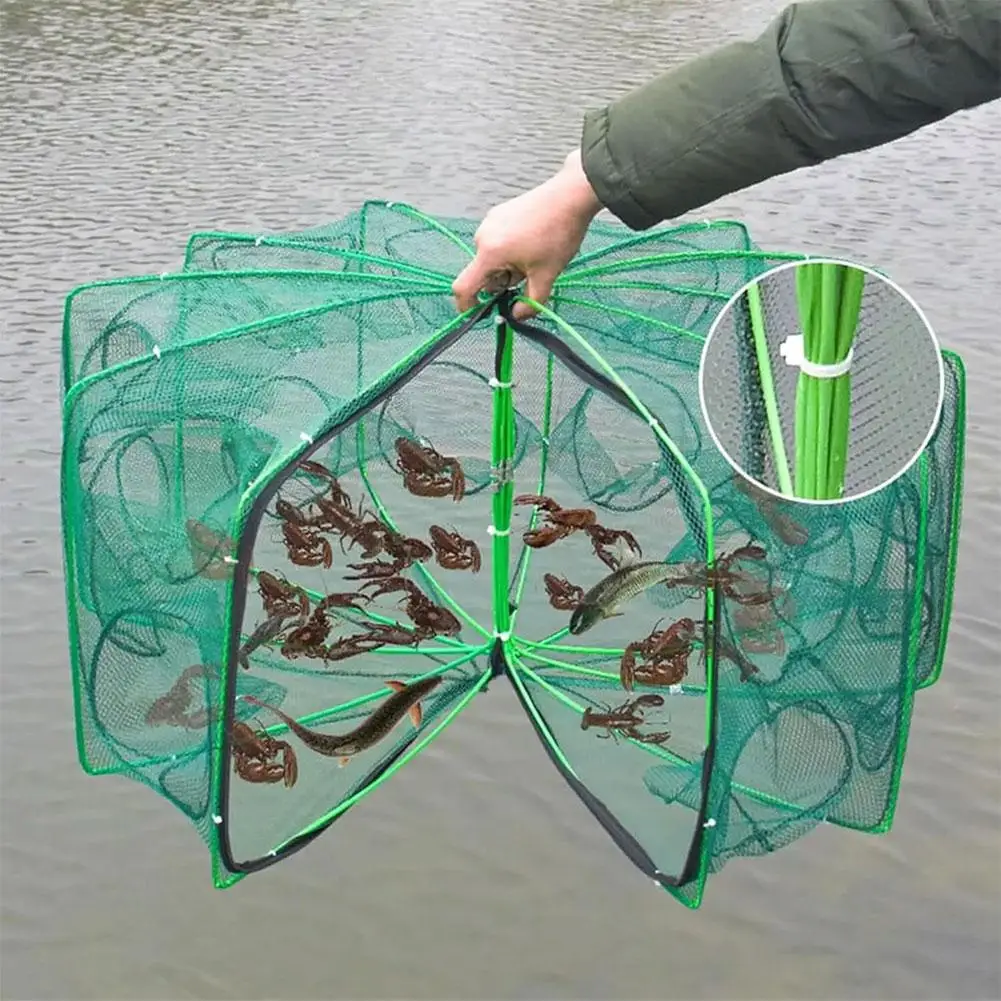 Foldable Fishing Trap Hexagon Octagon 8 Hole Hand Fishing Fishing Crawfish Trap Magic Crab Tool Net Catcher Shrimp F8H2