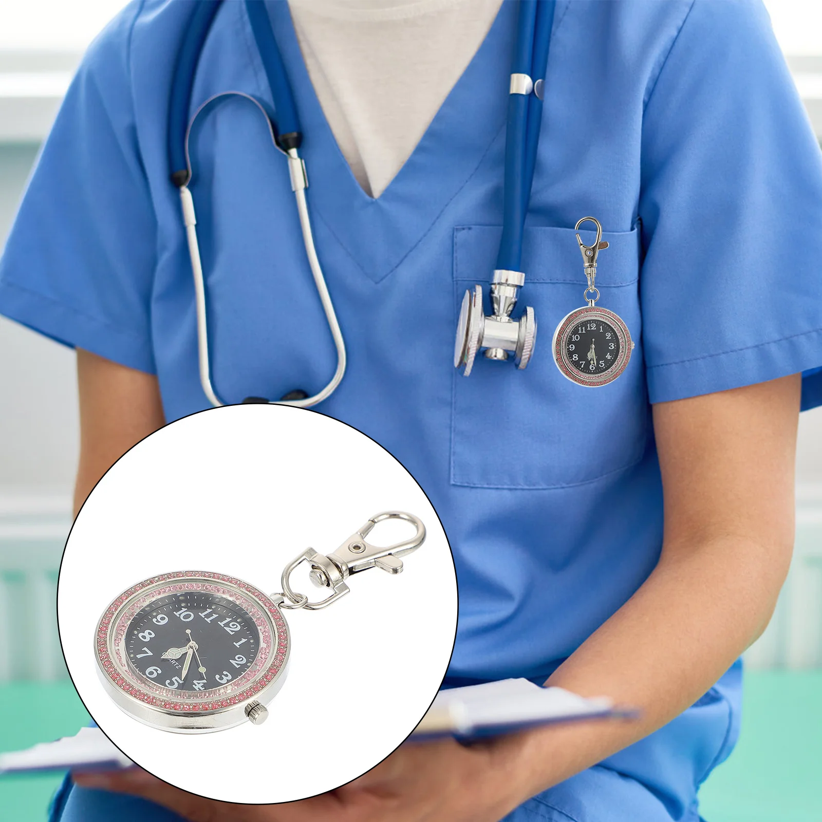 

1Pcs Big Number Pocket Watch Alloy Durable Design for Kids Elderly Portable Watch with Children Gift