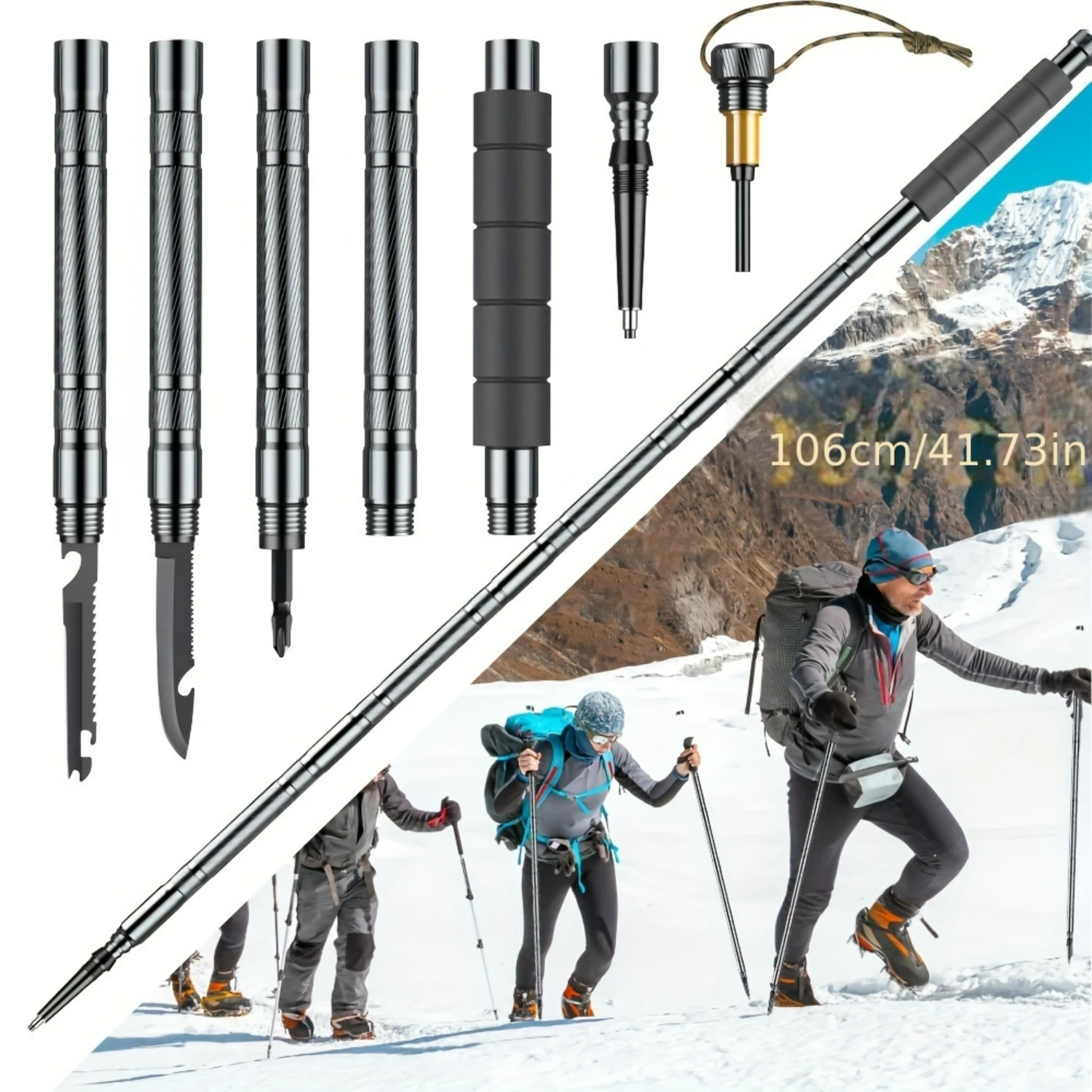 Durable, Adjustable, Lightweight Collapsible Walking Sticks for Nordic Hiking, Backpacking, and Camping - Ultralight Trekking Po