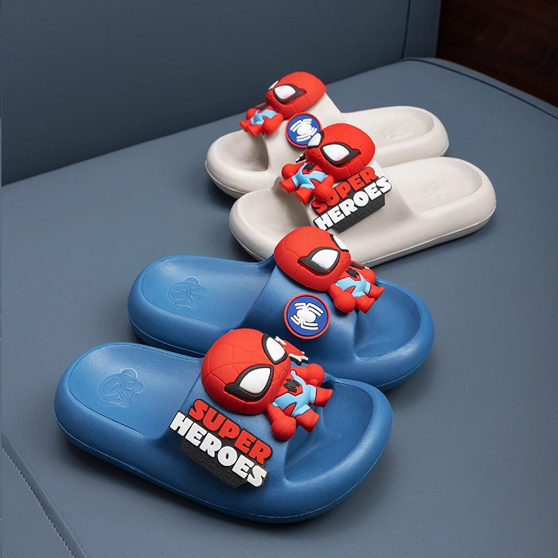 

Marvel Children's Slippers Summer Boys Indoor Thick Bottom Bath Soft Anti-skid Sandals Carton Boys Flip-flops Outside Blue Shoes