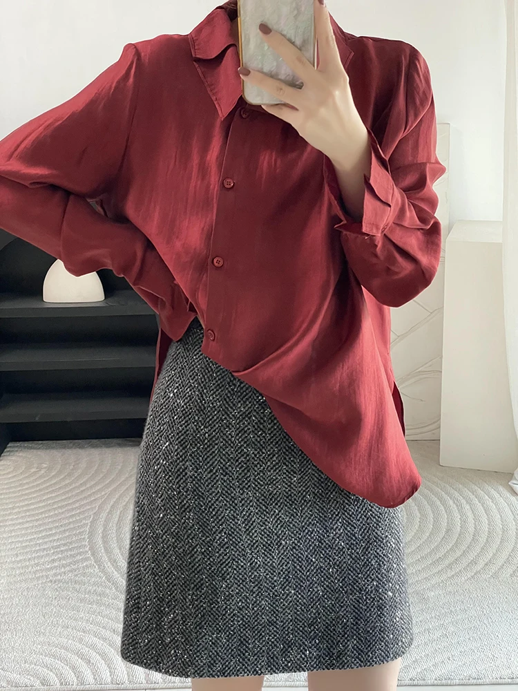 

New Year's Par High Waist Glitter Woolen Skirt Luxury Warm A-Line Skirt for Women Sparkling Tfeta f-length Skirt