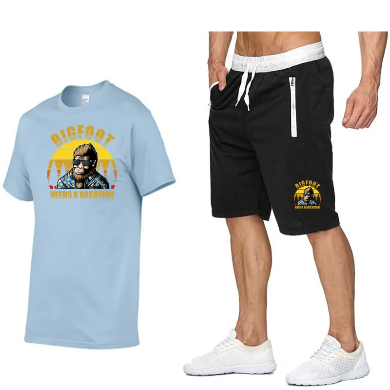 Cotton Shorts Sets Men Two Pieces Set Men Sweatsuit Summer Cotton Tshirt Short Sets Jogging Set Man Sport Suit Jogger Sportswear