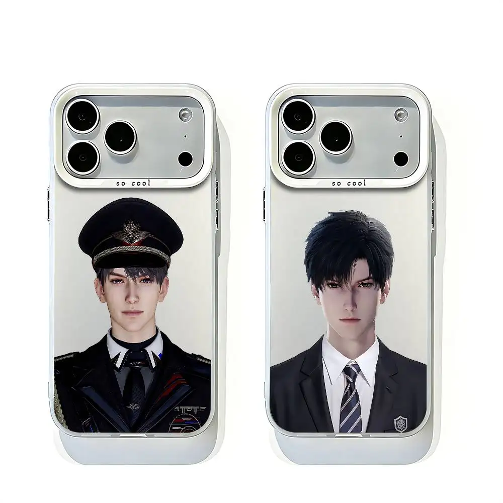 

L-Love and D-Deep Space White Matte Large Lens Frame Cover For iPhone 12 11 14 13 17 16 15 Pro Max Mini Plus E