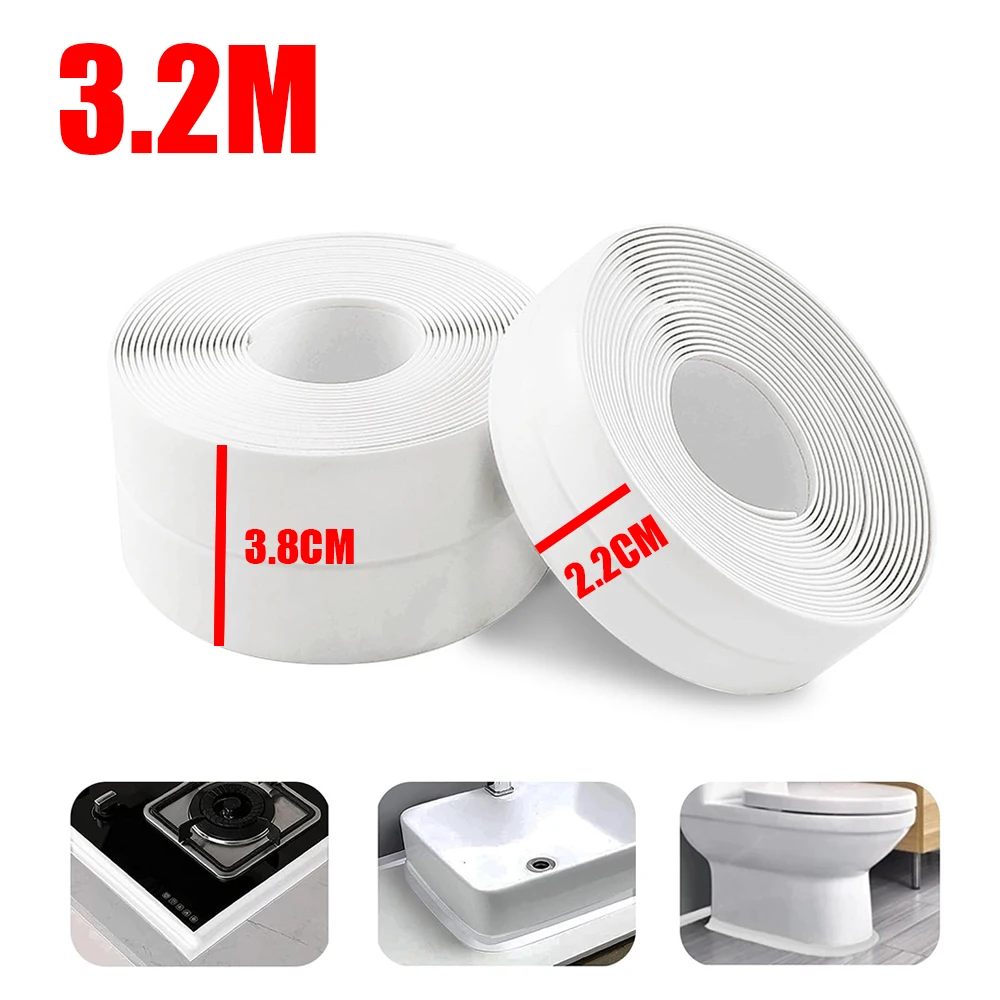 

3.2M Bath Caulk Tape Self Adhesive Waterproof Toilet Sealing Strip Tape PVC Oil-Proof Kitchen Sink Edge Corner Wall Sticker