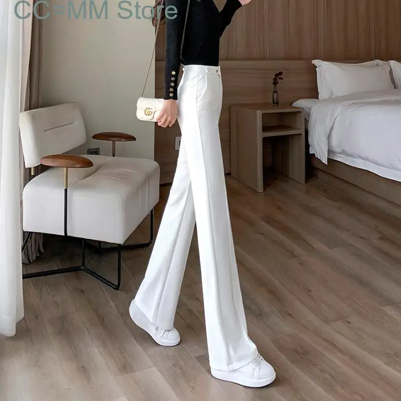 New Wide Leg for Women Fall Korean Fashion Casual Suits Pants High Waisted Office Ladies Elegant Full Length