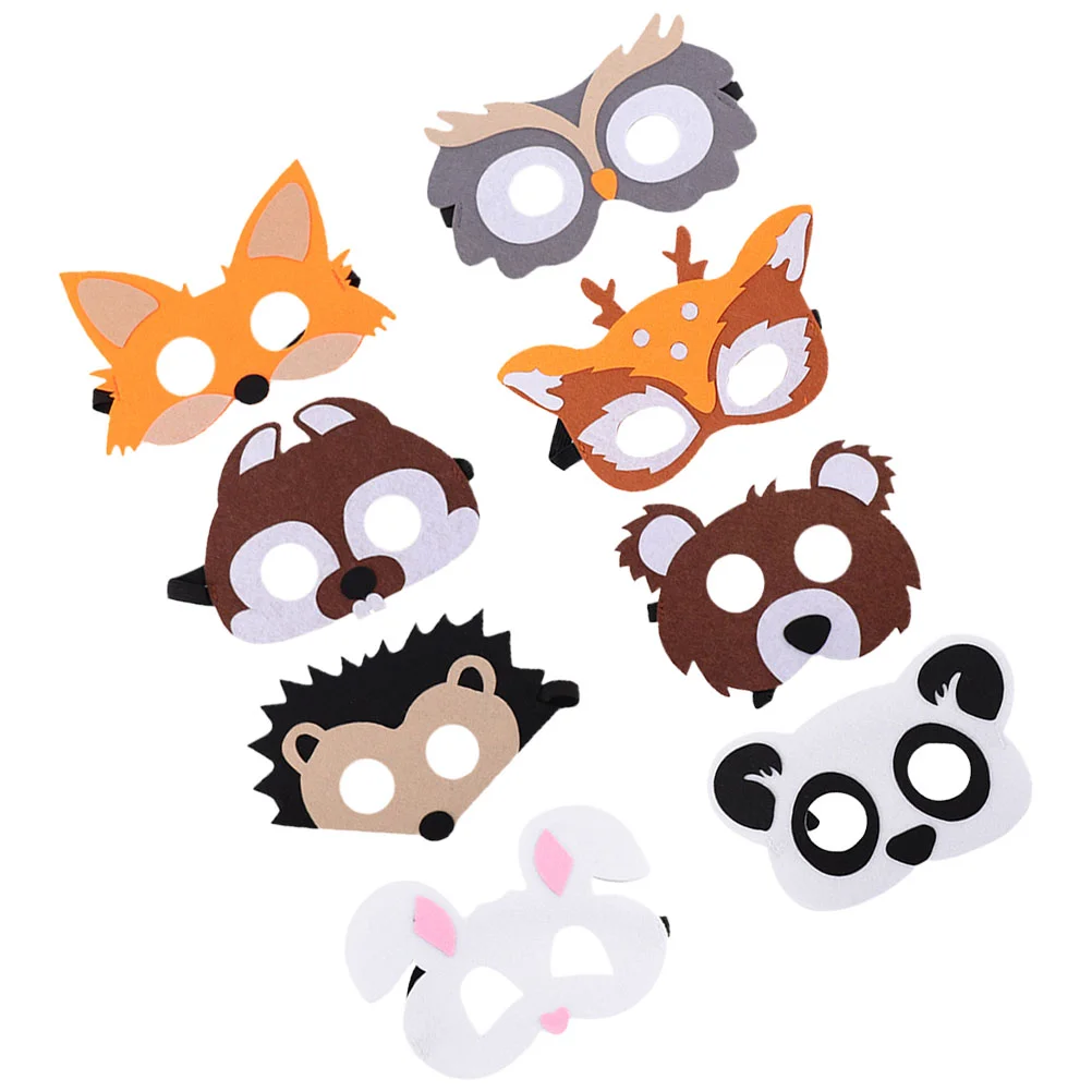 8 Pcs Animal Felt Mask Cartoon Party Cosplay Halloween Funny Masks Little Hedgehog Vivid Novelty Adorable Cloth Gift Creative