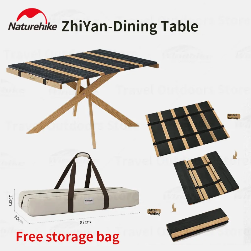 

Naturehike Quick Open Camping Table Portable Folding Solid Wood Picnic Bbq Beach Garden Tea Camping Outdoor Table Furniture