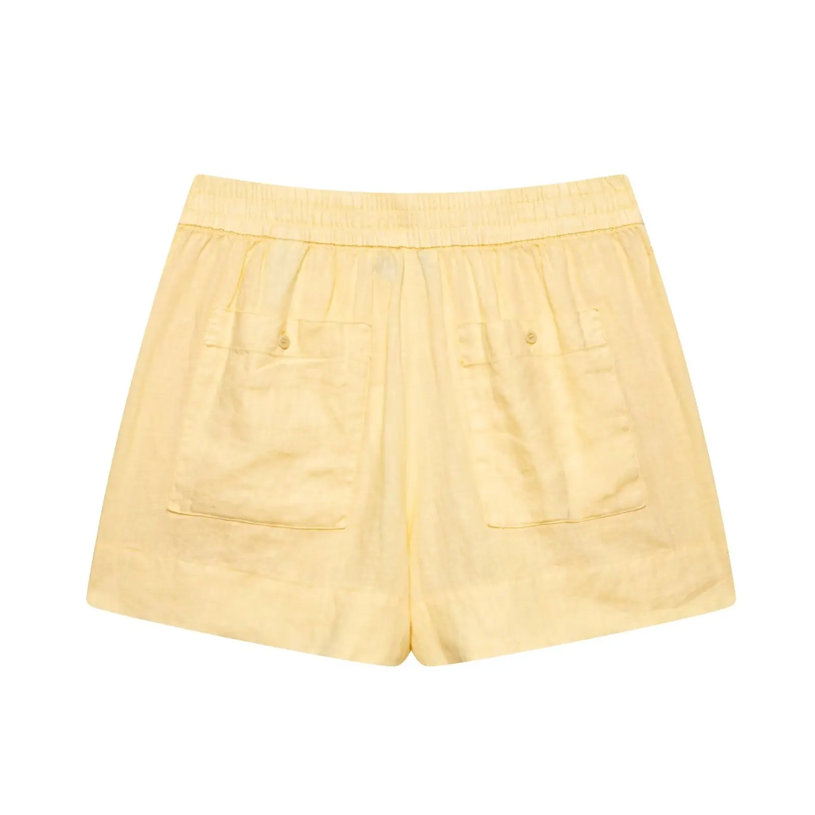 2025 Abito casual da donna della nuova estate Camicia di lino a maniche lunghe con risvolto tinta unita Top + Pantaloncini di lino in vita elastica
