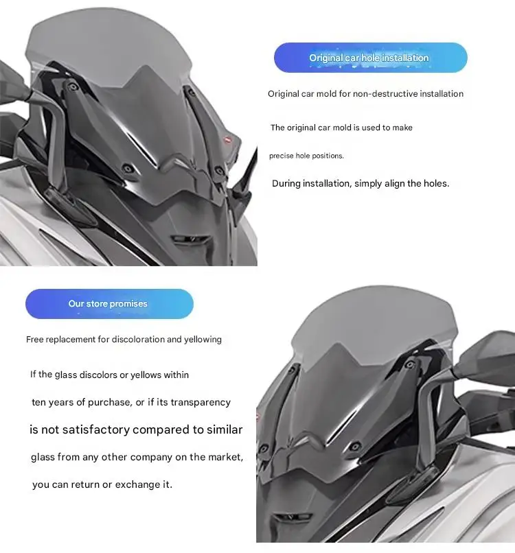 FOR Kymco AK550 Windscreen Glass Imported Polished round Edges Smooth Ride Experience Motorcycle Windshield Accessory