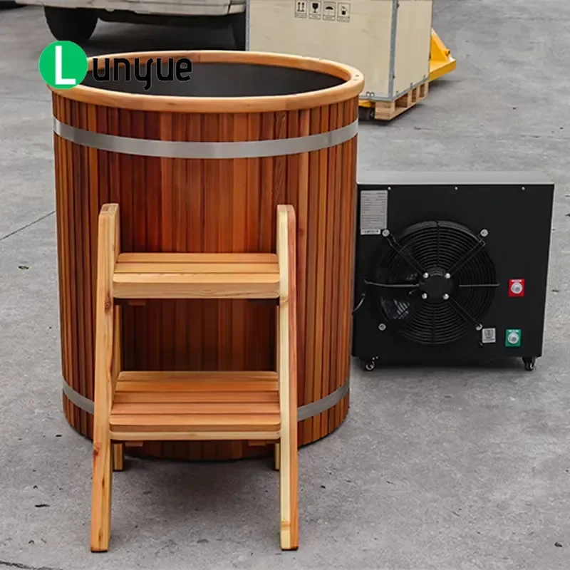 Round Red Cedar Wood Ice Bath Tub with 304 Stainless Steel Liner Cold Plunge Pool for Home Outdoor Recovery Durable Hot Sale
